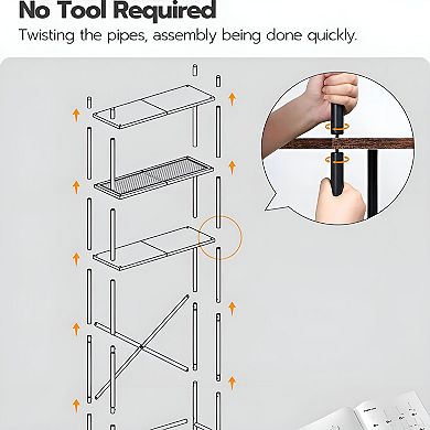 Vertical Toilet Storage Rack with 3 Adjustable Shelves, Open Metal Frame Shelf for Bathroom