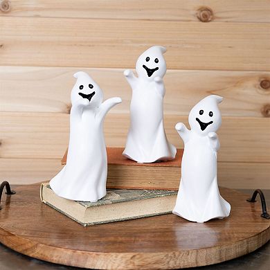 Set of 3 Spooky Ghost Figurines for Halloween Tabletop Mantel and Shelf Decor