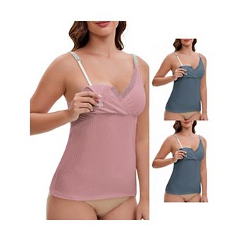 3 Packs Women's Crisscross Lace Trim Adjustable Shoulder Straps Nursing Top Padded Breastfeeding