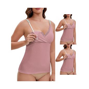 3 Packs Women's Crisscross Lace Trim Adjustable Shoulder Straps Nursing Top Padded Breastfeeding