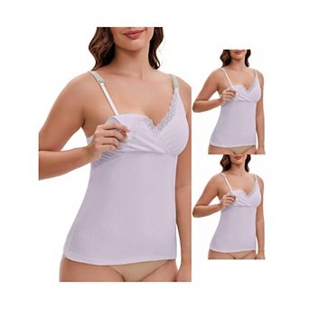 3 Packs Women's Crisscross Lace Trim Adjustable Shoulder Straps Nursing Top Padded Breastfeeding