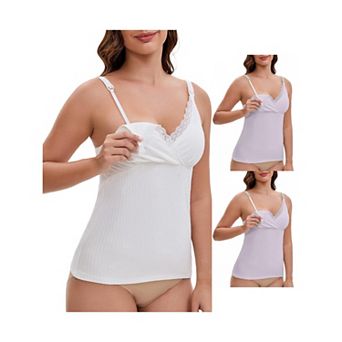 3 Packs Women's Crisscross Lace Trim Adjustable Shoulder Straps Nursing Top Padded Breastfeeding