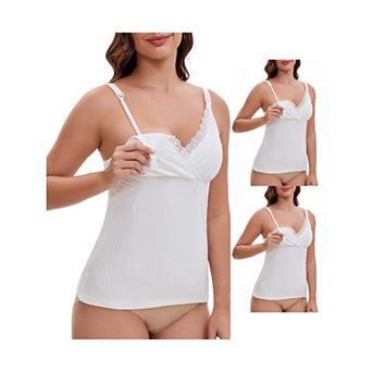 3 Packs Women's Crisscross Lace Trim Adjustable Shoulder Straps Nursing Top Padded Breastfeeding