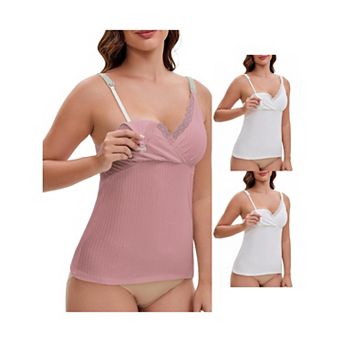 3 Packs Women's Crisscross Lace Trim Adjustable Shoulder Straps Nursing Top Padded Breastfeeding