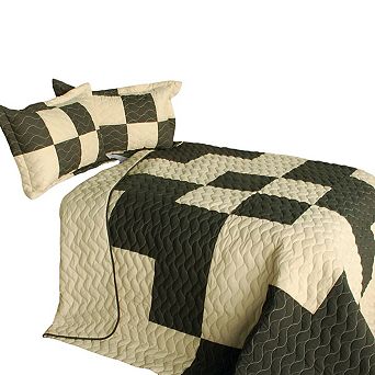Lightweight Full Queen Patchwork Quilt Set 3 pc Reversible Bedspread Set