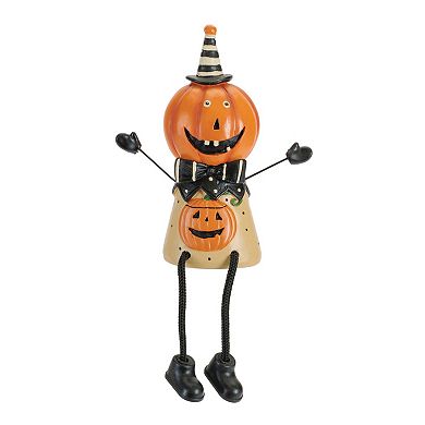 Set of 3 Jack-o’-Lantern Shelf Sitter Figurines for Halloween Mantel Shelf and Tabletop Decor