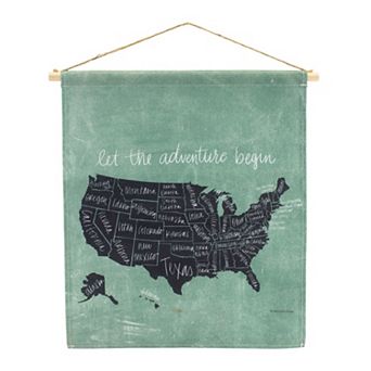 United States Map Wall Hanging Let the Adventure Begin Travel Wall Decor for Home Office or Entryway