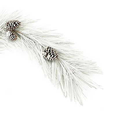 Flocked Pine Garland Snow Dusted Long Needle Pinecone Mantel Decor