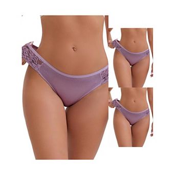 3 Packs Women's Lace Low Rise Hip-Lifting Ribbed Briefs Comfortable Breathable Panties