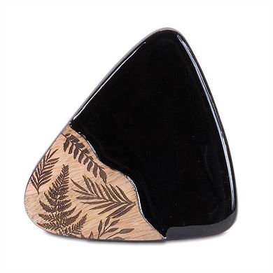 Set of 4 Wooden Coasters with Holder Rounded Triangle Design Drink Coasters for Table Protection