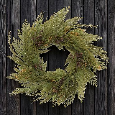 Cedar wreath with mini pinecone accents- grapevine twig base, wired branches for front door, wall