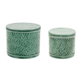 2 pc Nesting Metal Containers with Lids Decorative Storage Tins for Home Display and Organization