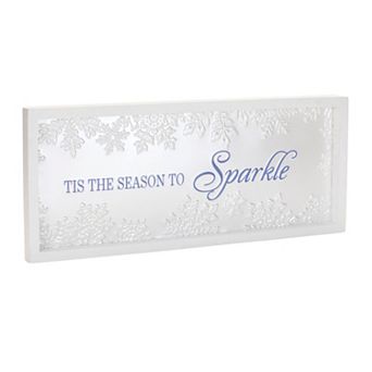 Tis the Season to Sparkle Framed Wall Sign Snowflake Design Wall Decor for Living Room Entryway