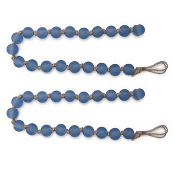 Frosted Glass Bead String Garland Set of 2 Round Beads Holiday Mantel Decor