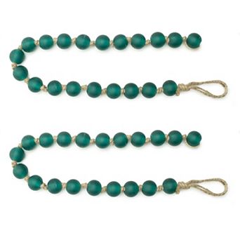 Frosted Glass Bead String Garland Set of 2 Round Beads Holiday Mantel Decor