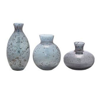 Set of 3 Bubbled Glass Bud Vases Assorted Sizes Decorative Flower Vase Centerpiece
