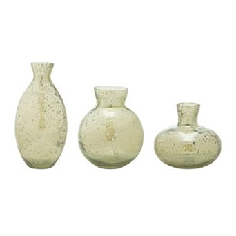Set of 3 Bubbled Glass Bud Vases Assorted Sizes Decorative Flower Vase Centerpiece