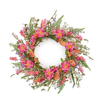 Mixed Floral Wreath For Front Door, Wall Décor, Entryway Styling, Multicolor Flower Design