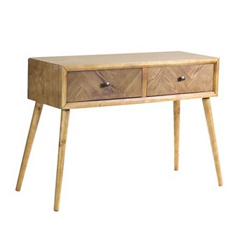 Wood Console Table with 2 Drawers Chevron Front Storage Table for Entryway Living Room Use