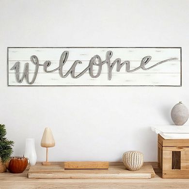 Welcome Wall Sign Large Framed Script Wall Decor with Dimensional Lettering for Entryway Living Room