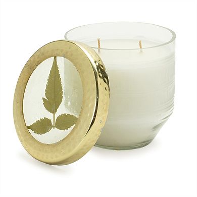 Dual Wick Glass Candle with Etched Design for Coffee Table and Console Styling
