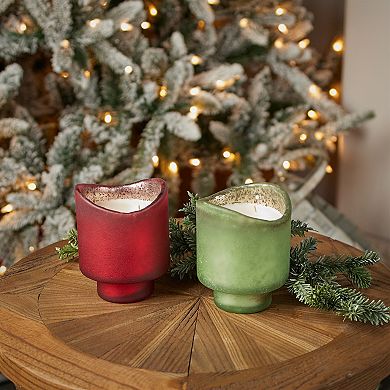 Set of 2 Scented Glass Candles for Tabletop Decor and Ambient Home Styling