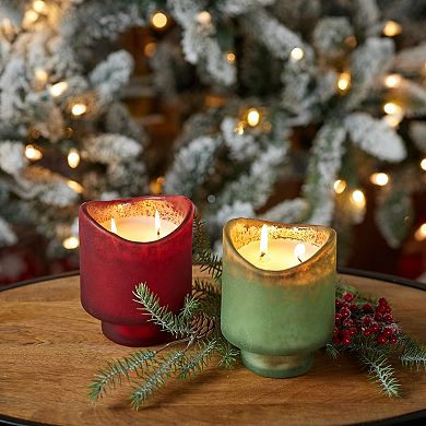 Set of 2 Scented Glass Candles for Tabletop Decor and Ambient Home Styling