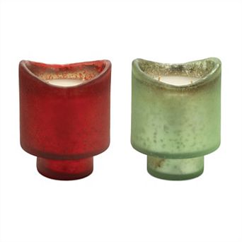 Set of 2 Scented Glass Candles for Tabletop Decor and Ambient Home Styling
