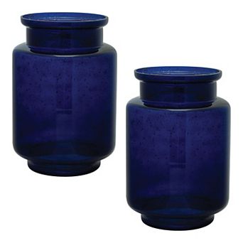Set of 2 Oversized Bubbled Glass Vases for Table, Shelf, or Mantle Decor