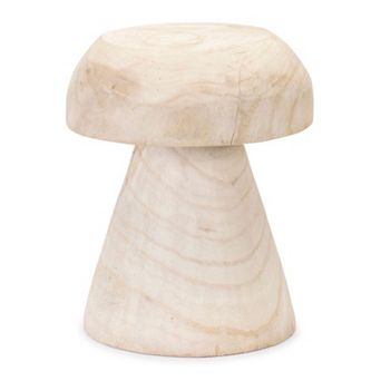 Wood Mushroom Stool Plant Stand Display Accent for Indoor Outdoor Decor and Tabletop Use