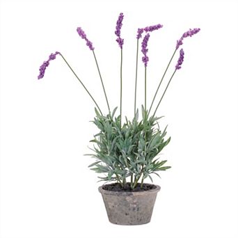 Set of 4 Artificial Lavender Plants in Cement Pots, Faux Flower Table Décor