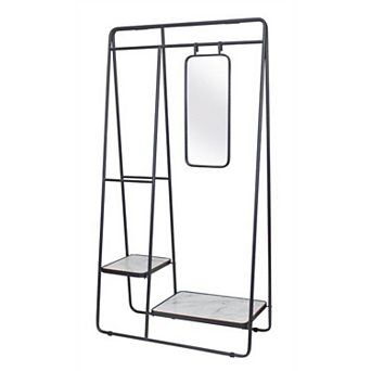 Wardrobe Style Shelf Storage Unit with Embossed Design Open Display Organizer for Home Decor