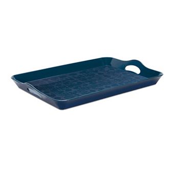 Modern Geometric Print Serving Tray Glossy Cut-Out Handles for Drinks and Decor