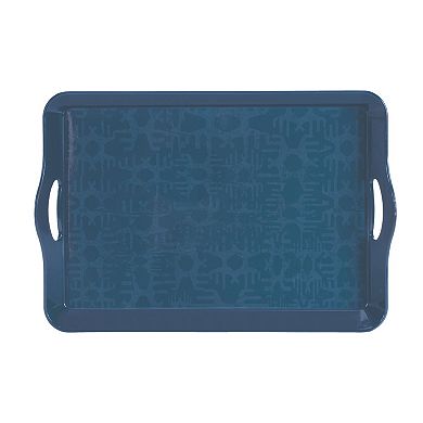 Modern Geometric Print Serving Tray Glossy Cut-Out Handles for Drinks and Decor