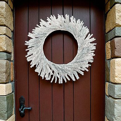 Pine Inspired Holiday Wreath With Metallic Finish For Door Hanging, Wall Decor, Mantel Display