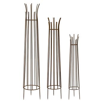 3 pc Outdoor Metal Obelisk Plant Support for Climbing Vines Flowers and Vegetables Garden Trellis