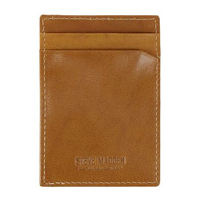 Steve Madden Men's Antiqued Leather RFID Money Clip Wallet