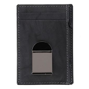 Steve Madden Men's Antiqued Leather RFID Money Clip Wallet