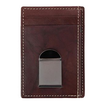 Steve Madden Men's Antiqued Leather RFID Money Clip Wallet