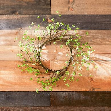 Mini Leaf Foliage Wreath With Twig Accents For Door Hanging, Wall Decor, Entryway Display
