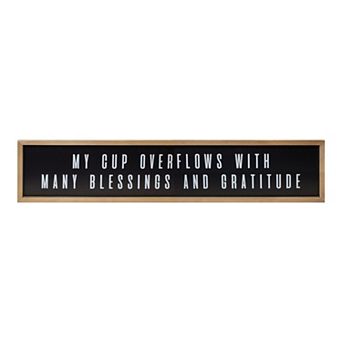 My Cup Overflows Wall Art Framed Inspirational Quote with Typography Design Wall Decor for Entryway