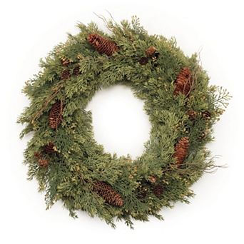 Pine Wreath With Pinecone Accents For Front Door, Wall Décor, Entryway Styling, Grapevine Base