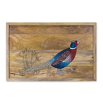Pheasant Wall Art Wood Carved Wildlife Wall Hanging with Hand Painted Detail for Living Room