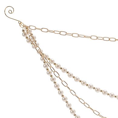 Pearl Bead Chain Link Garland Set of 2, Christmas Tree Mantel Decor