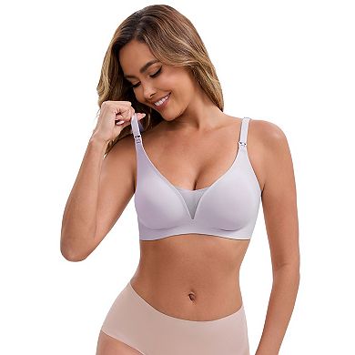 3 Packs Women's Adjustable Buckled Straps Postpartum Nursing Bra V-Neck Mesh Splicing Wireless Bras