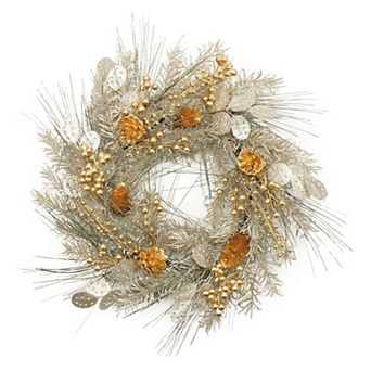 Mixed Pine and Berry Wreath For Front Door, Wall Decor, Entryway Styling, Grapevine Base