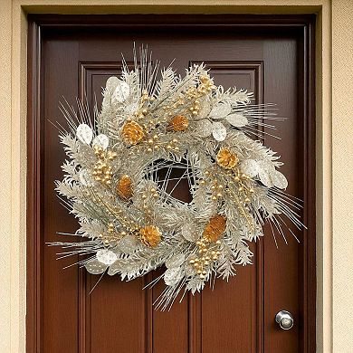 Mixed Pine and Berry Wreath For Front Door, Wall Decor, Entryway Styling, Grapevine Base