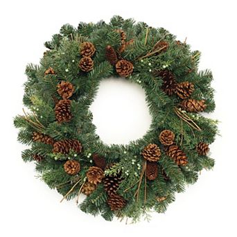 Pine Inspired Holiday Wreath With Twig Details And Layered Foliage- Door Hanging, Wall Decor, Mantel