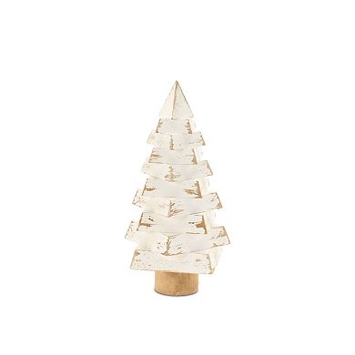 Wood Pine Tree Decor Set of 3, Christmas Mantel Entryway Table Decor