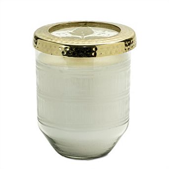 Dual Wick Glass Candle with Etched Container for Coffee Table and Console Styling
